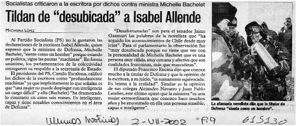 Tildan de "desubicada" a Allende Allende  [artículo] Macarena López