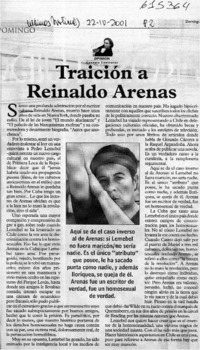 Traición a Reinaldo Arenas  [artículo] Gonzalo Contreras