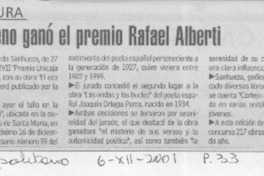 Poeta chileno ganó premio Rafael Alberti  [artículo]