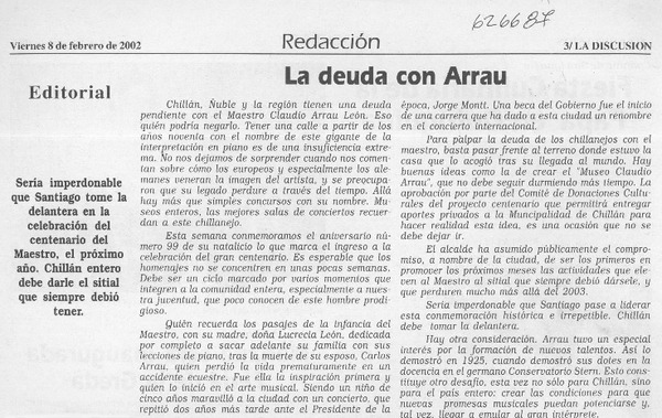 La deuda con Arrau  [artículo]