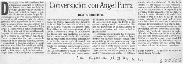Conversación con Ángel Parra  [artículo] Carlos Cantero O.