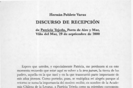 Discurso de recepción  [artículo] Hernán Poblete Varas