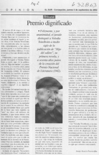Premio dignificado  [artículo] Sergio Ramón Fuentealba
