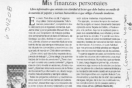 Mis finanzas personales  [artículo] Alfredo Barría M.