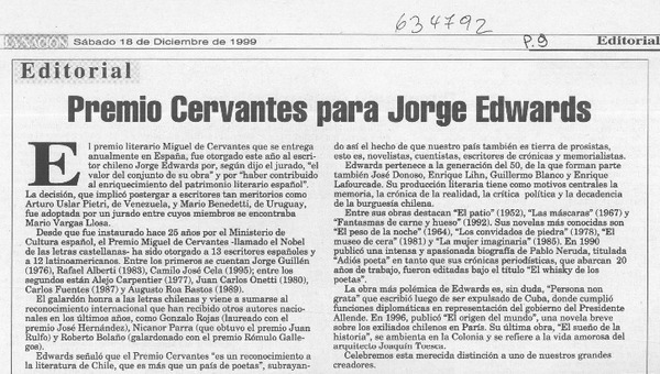 Premio Cervantes para Jorge Edwards