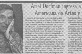Ariel Dorfman ingresa a Academia Americana de Artes y Ciencias  [artículo]
