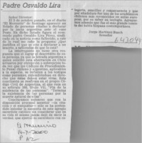 Padre Osvaldo Lira  [artículo] Jorge Martínez Busch