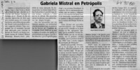 Gabriela Mistral en Petrópolis  [artículo] Juan Gabriel Araya G.