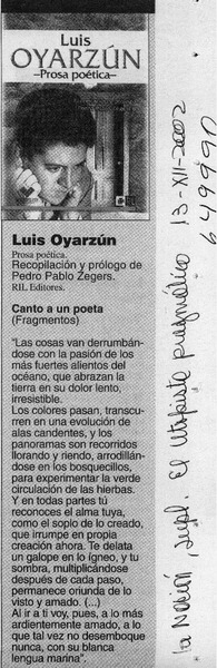 Luis Oyarzún, prosa poética  [artículo]