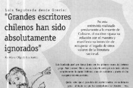 "Grandes escritores chilenos han sido absolutamente ignorados"  [artículo] María Olga de los Santos