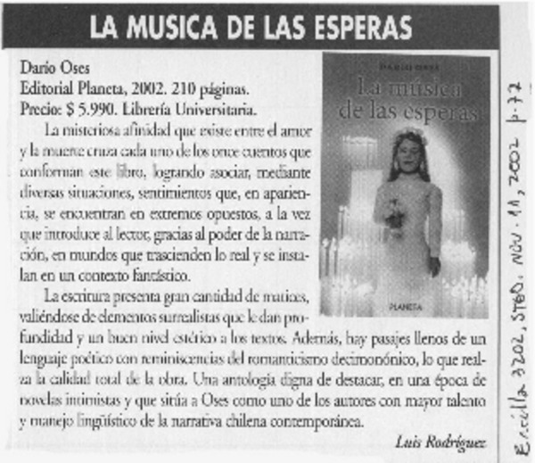 La música de las esperas  [artículo] Luis Rodríguez