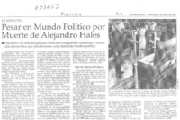 Pesar en mundo político por muerte de Alejandro Hales  [artículo]