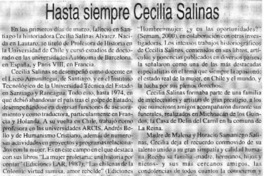 Hasta siempre Cecilia Salinas  [artículo] F. Q.