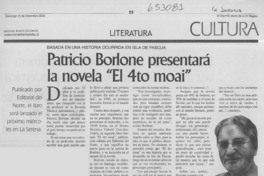 Patricio Borlone presentará la novela "El 4to moai"  [artículo]
