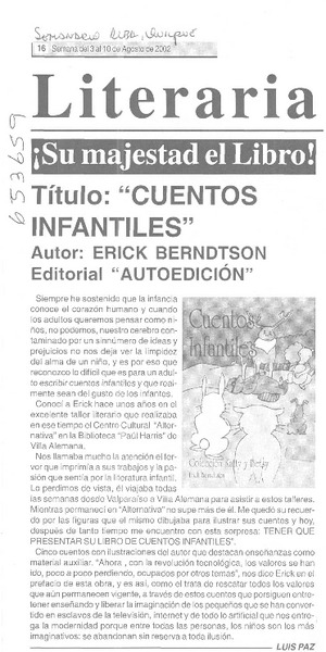 "Cuentos infantiles"  [artículo] Luis Paz