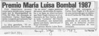 Premio María Luisa Bombal 1987  [artículo].