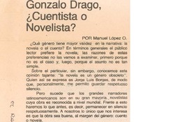 Gonzalo Drago, cuentista o novelista?