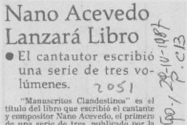 Nano Acevedo lanzará libro