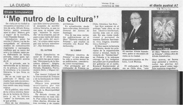 "Me nutro de la cultura"  [artículo].