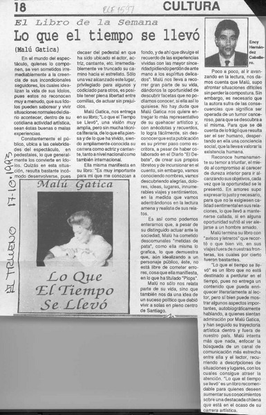 Lo que el tiempo se llevó  [artículo] Ency Hernández Caballero.