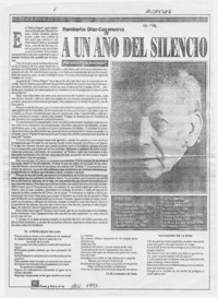 A un año del silencio  [artículo] Fernando Quilodrán.