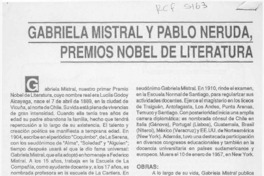 Gabriela Mistral y Pablo Neruda Premios Nobel de Literatura  [artículo].
