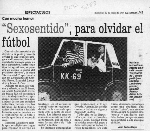 "Sexosentido", para olvidar el fútbol  [artículo] Juan Carlos Maya.