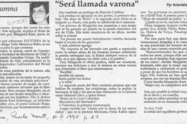 "Será llamada Varona"  [artículo] Antonieta Rodríguez París.