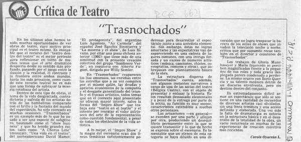 "Trasnochados"  [artículo] Carola Oyarzún L.