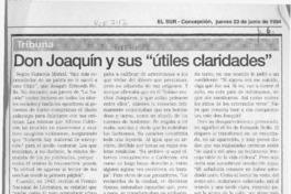 Don Joaquín y sus "útiles claridades"  [artículo] Sergio Ramón Fuentealba.