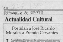 Postulan a José Ricardo Morales a Premio Cervantes  [artículo].