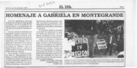 Homenaje a Gabriela en Montegrande  [artículo] Jorge Olivares Colome.