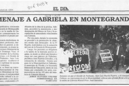 Homenaje a Gabriela en Montegrande  [artículo] Jorge Olivares Colome.