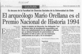 El arqueólogo Mario Orellana es el Premio Nacional de Historia 1994  [artículo] Ximena Poo.