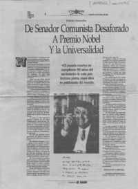 De senador comunista desaforado a Premio Nobel y la universalidad  [artículo] Víctor M. Mandujano.