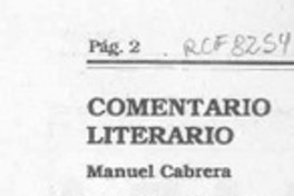 Comentario literario  [artículo] Manuel Cabrera.