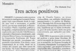 Tres actos positivos  [artículo] Abelardo Troy.
