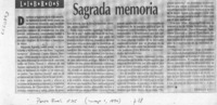 Sagrada memoria  [artículo] Hernán Soto.