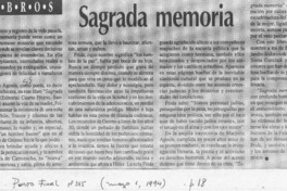 Sagrada memoria  [artículo] Hernán Soto.
