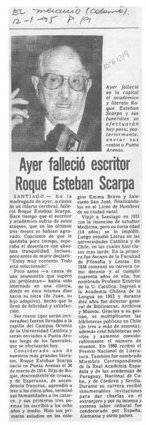 Ayer falleció escritor Roque Esteban Scarpa  [artículo].