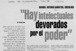 "Hay intelectuales devorados por el poder"  [artículo] Claudia Alamo.