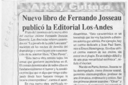 Nuevo libro de Fernando Josseau publicó la editorial Los Andes  [artículo].