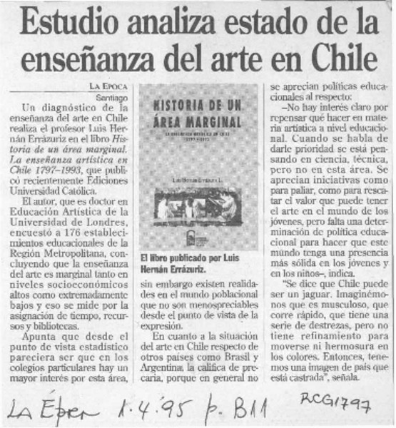 Estudio analiza estado de la enseñanza del arte en Chile  [artículo].
