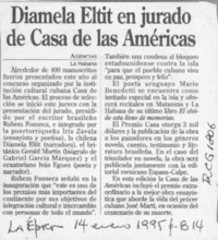 Diamela Eltit en jurado de Casa de las Américas  [artículo].