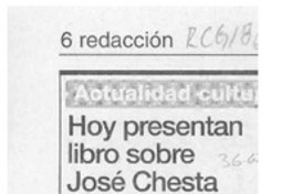 Hoy presentan libro sobre José Chesta