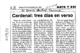 Cardenal, tres días en verso  [artículo].