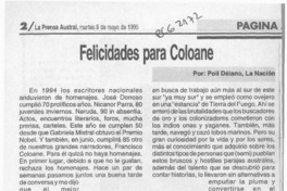 Felicidades para Coloane  [artículo] Poli Délano.