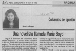 Una novelista llamada Marie Boyd  [artículo] Sandra Rogel.