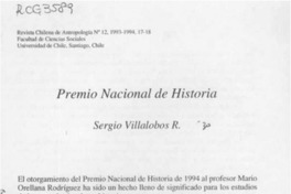 Premio Nacional de Historia  [artículo] Sergio Villalobos R.