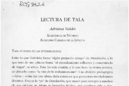 Lectura de Tala  [artículo] Adriana Valdés.
